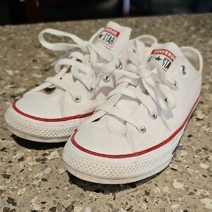 Converse Kids White Low-Top Sneakers with Red Trim